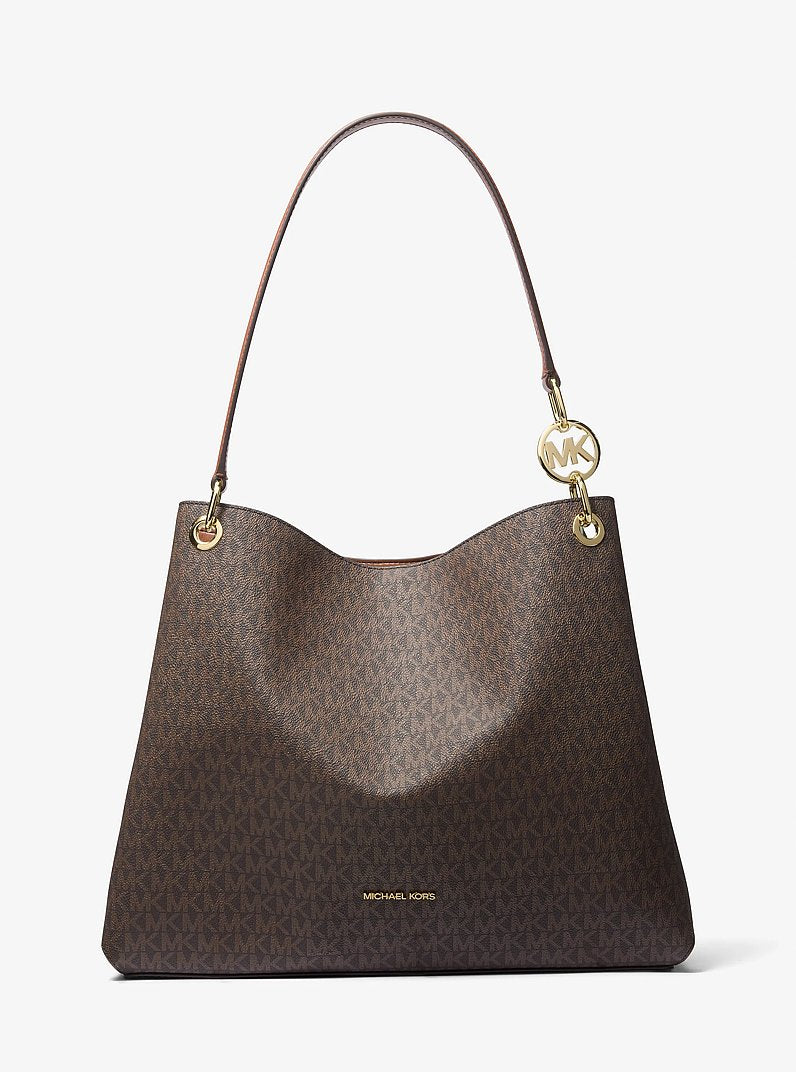 Christina Large Signature Logo Shoulder Bag Brown Brown