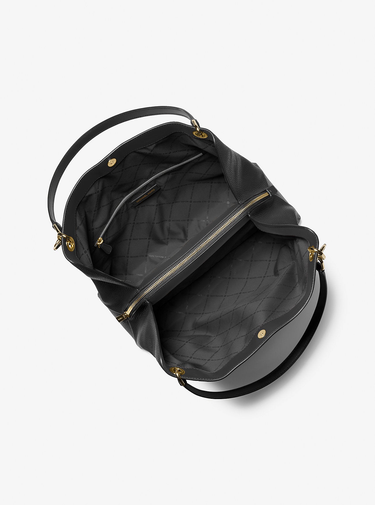 Christina Large Pebbled Leather Shoulder Bag Black Black