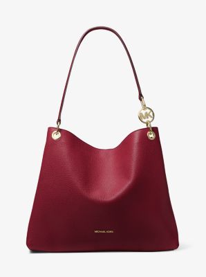 Christina Large Pebbled Leather Shoulder Bag Cherry Cherry