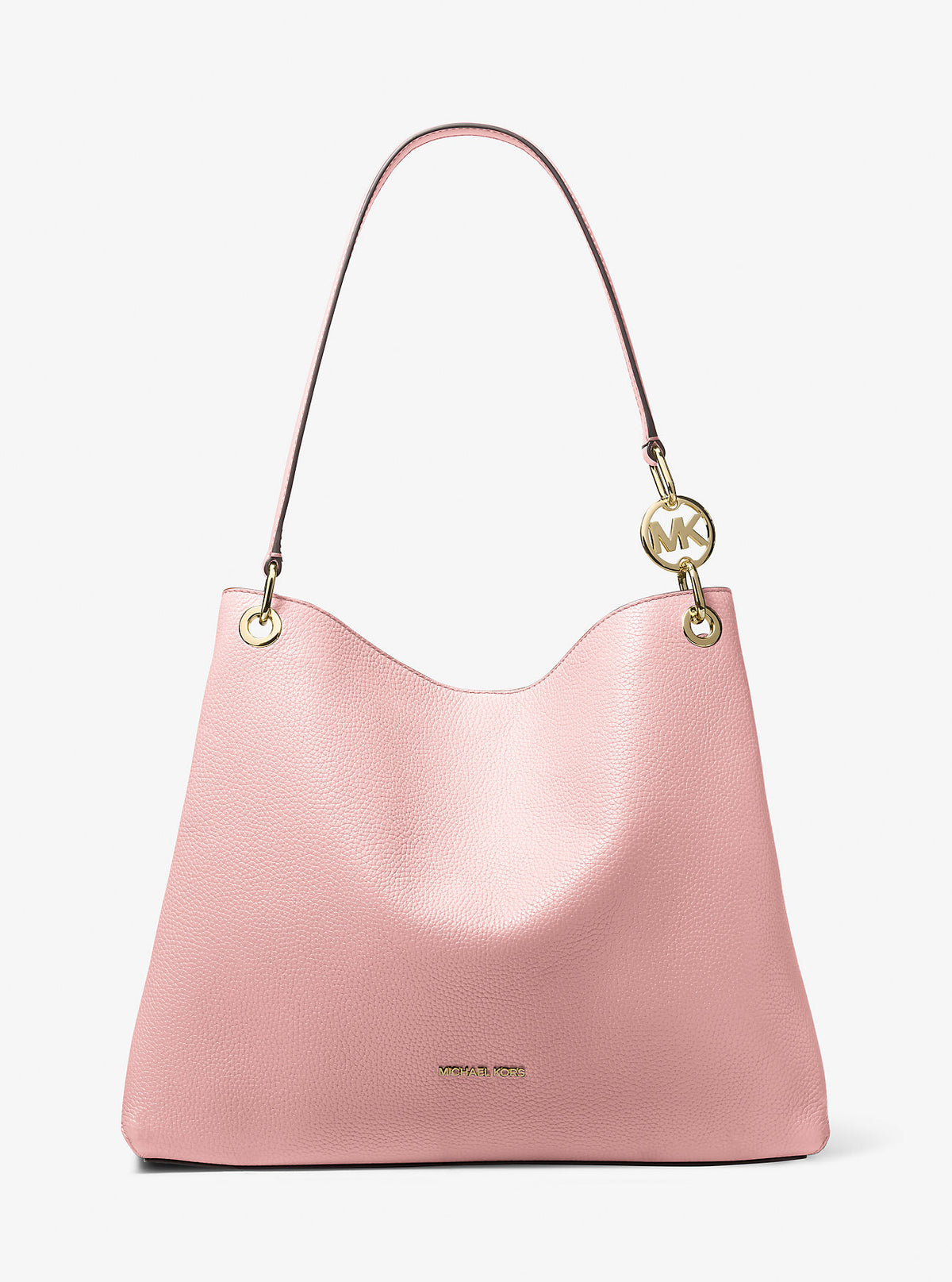 Christina Large Pebbled Leather Shoulder Bag Powder Blush Powder Blush