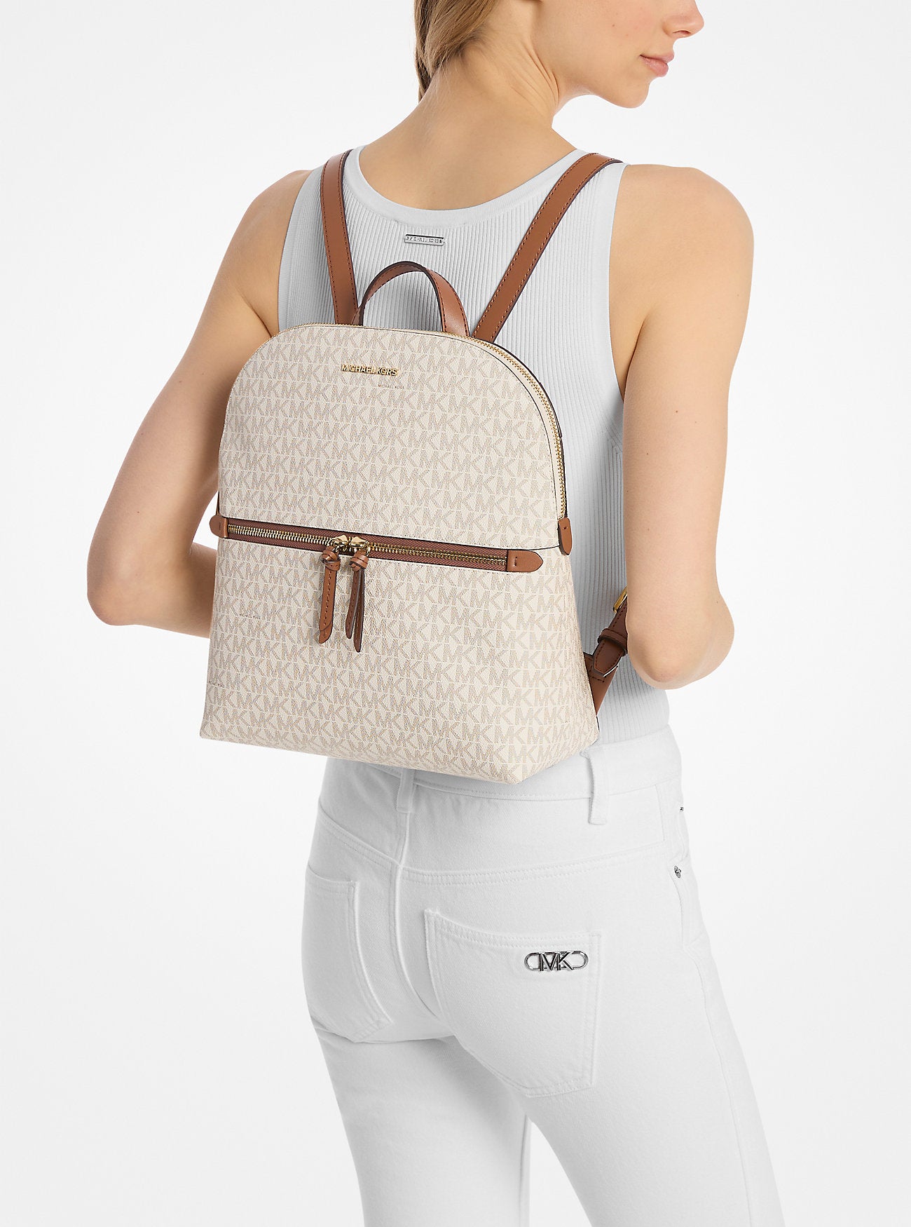 Dallas Medium Signature Logo Backpack Vanilla Vanilla