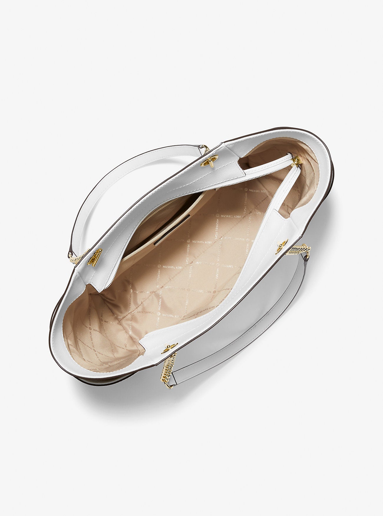 Jet Set Large Saffiano Leather Shoulder Bag Optic White Optic White