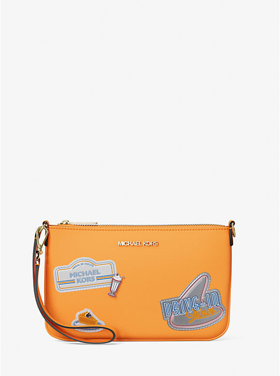 Micheal Kors Jet Set Small Embellished Convertible Wristlet Pop Orange