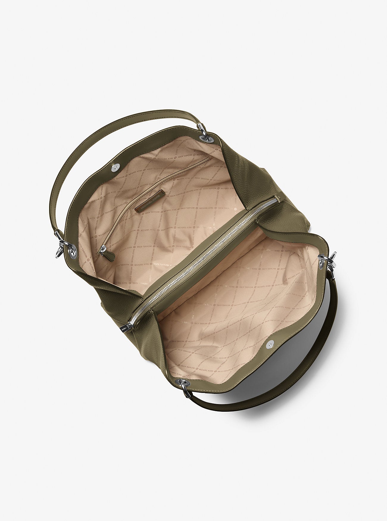 Christina Large Pebbled Leather Shoulder Bag Olive Olive