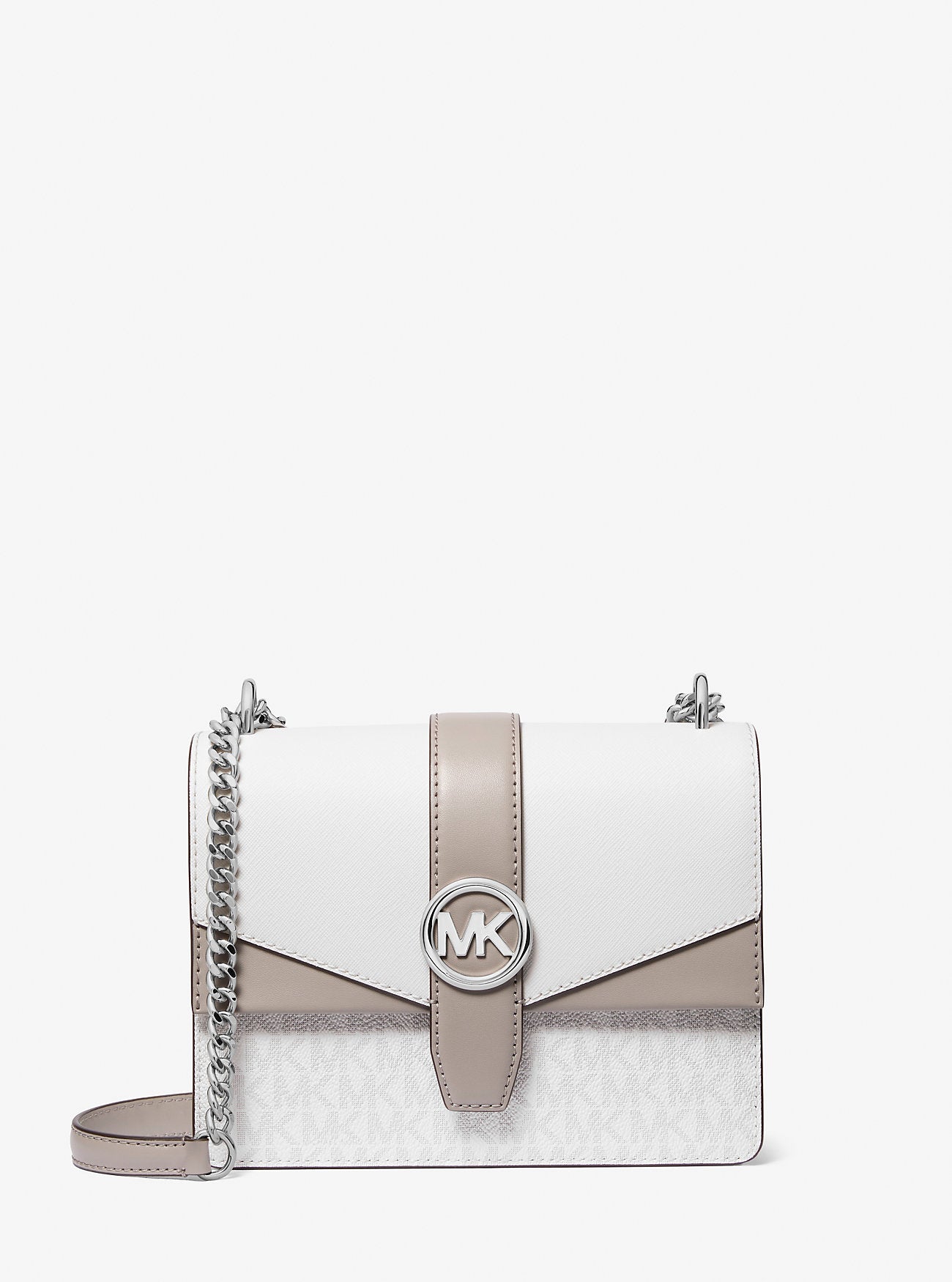 Greenwich Small Color-Block Signature Logo Crossbody Bag Optic White Optic White