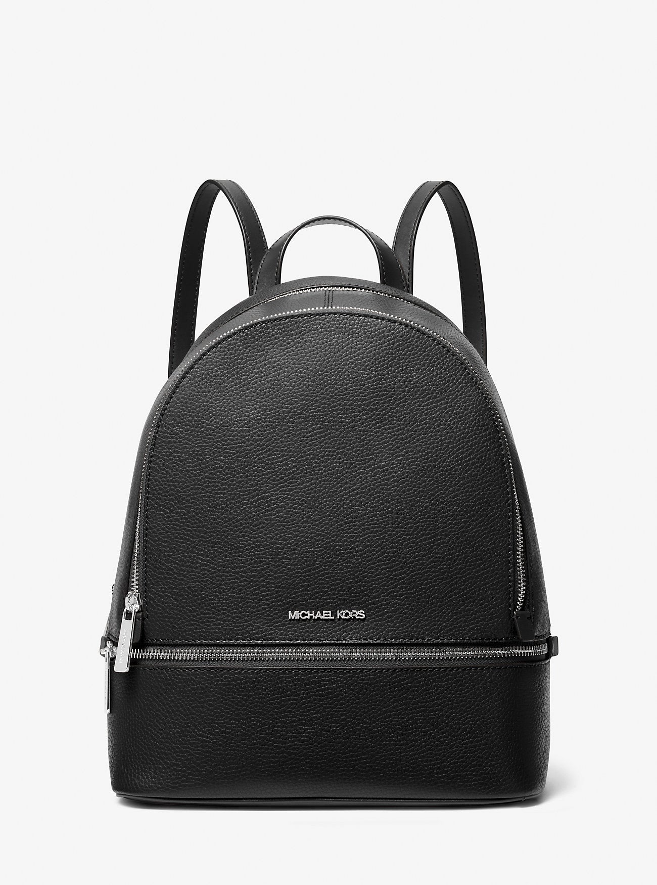 Michael Kors Rhea Medium Pebbled Leather Backpack Black Black