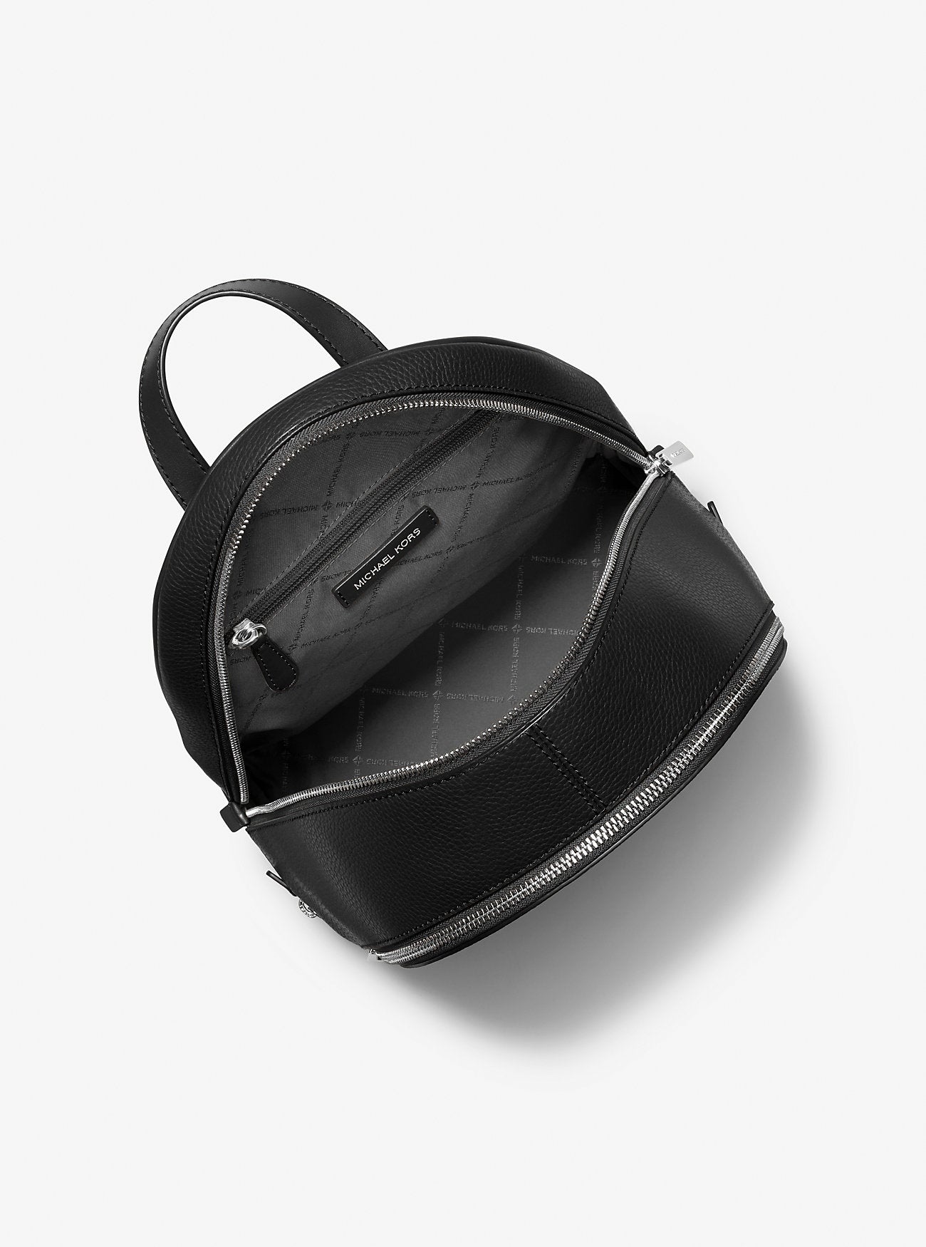 Rhea Medium Pebbled Leather Backpack Black Black