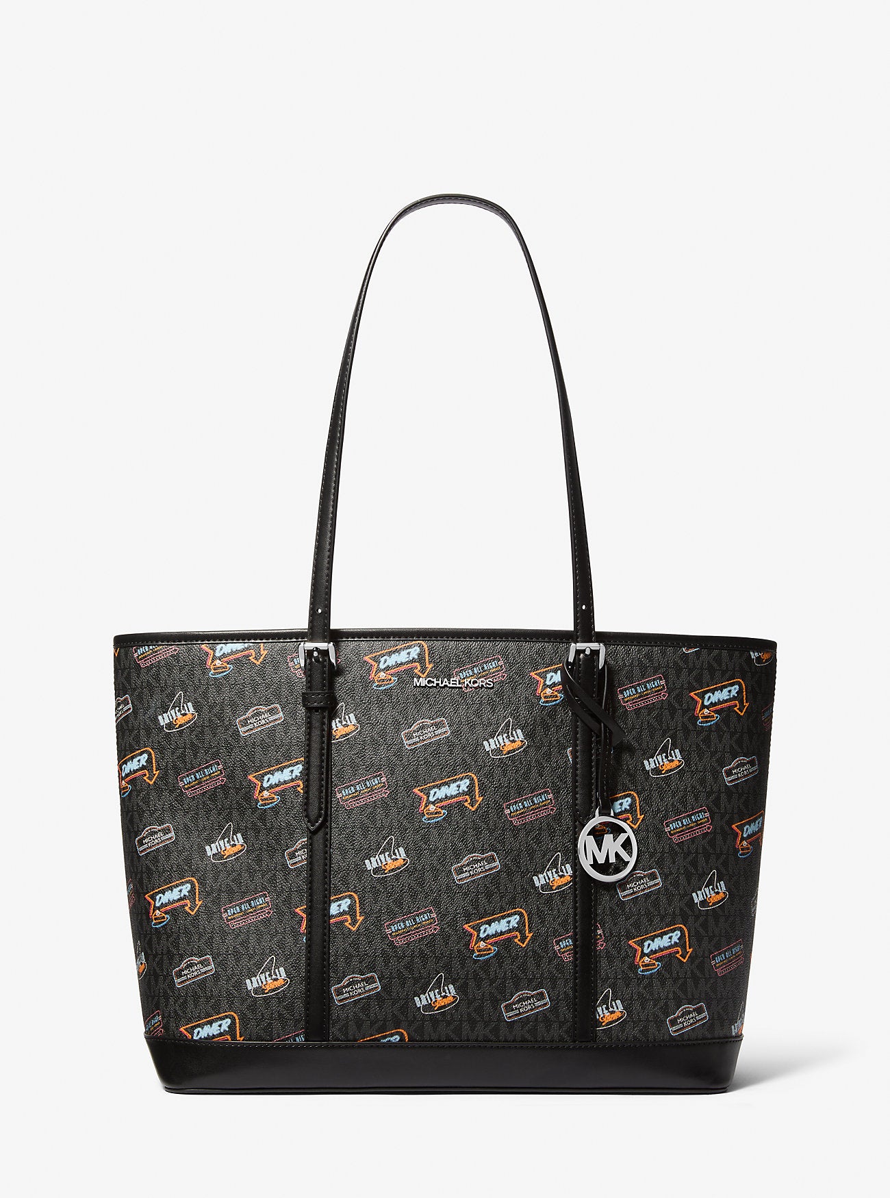 Jet Set Large Printed Signature Logo Tote Bag Black Black