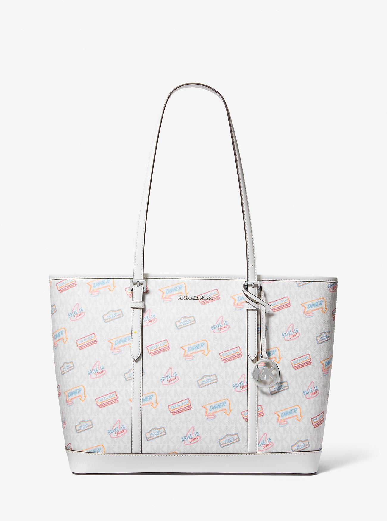 Jet Set Large Printed Signature Logo Tote Bag Optic White Optic White