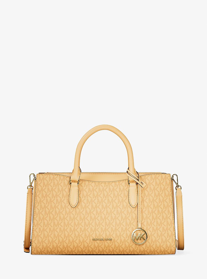 Arden Medium Signature Logo Top-Zip Satchel Honeywheat Honeywheat