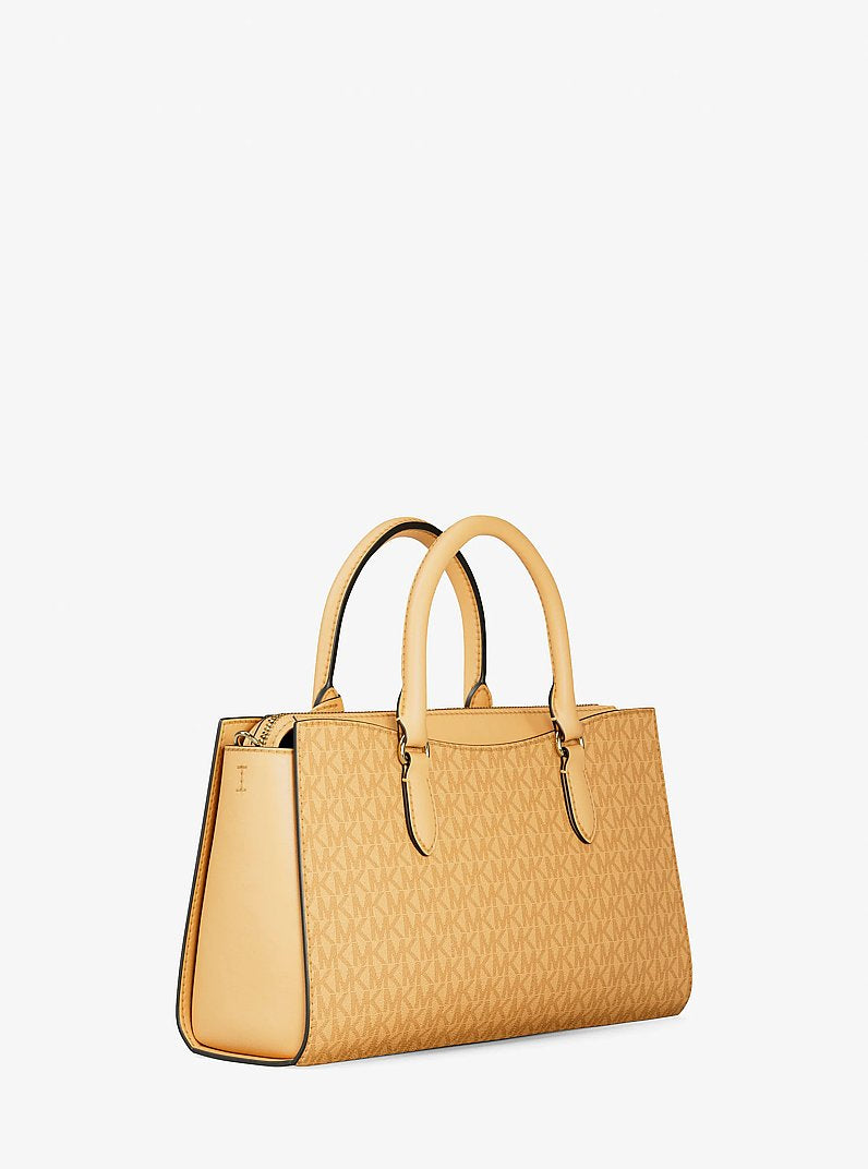 Arden Medium Signature Logo Top-Zip Satchel Honeywheat Honeywheat