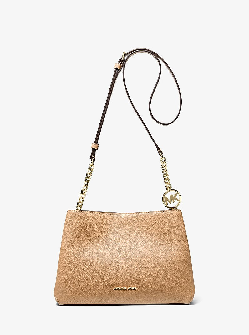 Christina Small Pebbled Leather Crossbody Bag Camel Camel