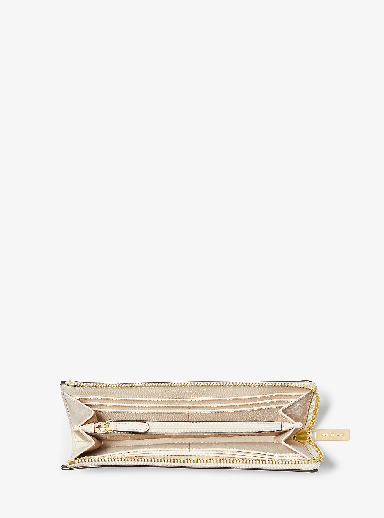 Jet Set Travel Large Saffiano Leather Quarter-Zip Wallet Lt Cream Lt Cream