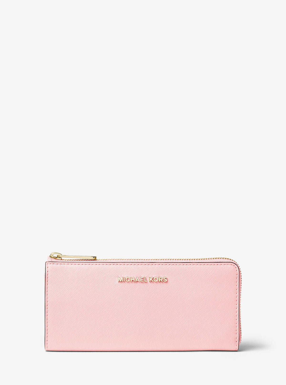 Jet Set Travel Large Saffiano Leather Quarter-Zip Wallet Powder Blush Powder Blush