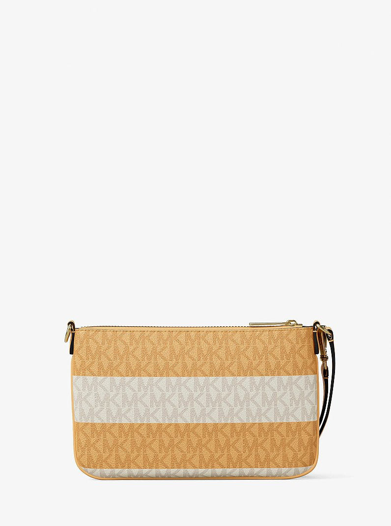 Jet Set Travel Small Striped Signature Logo Convertible Wristlet Honeywheat Honeywheat