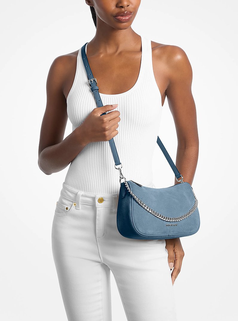 Carmela Medium Suede Convertible Crossbody Bag Denim Denim