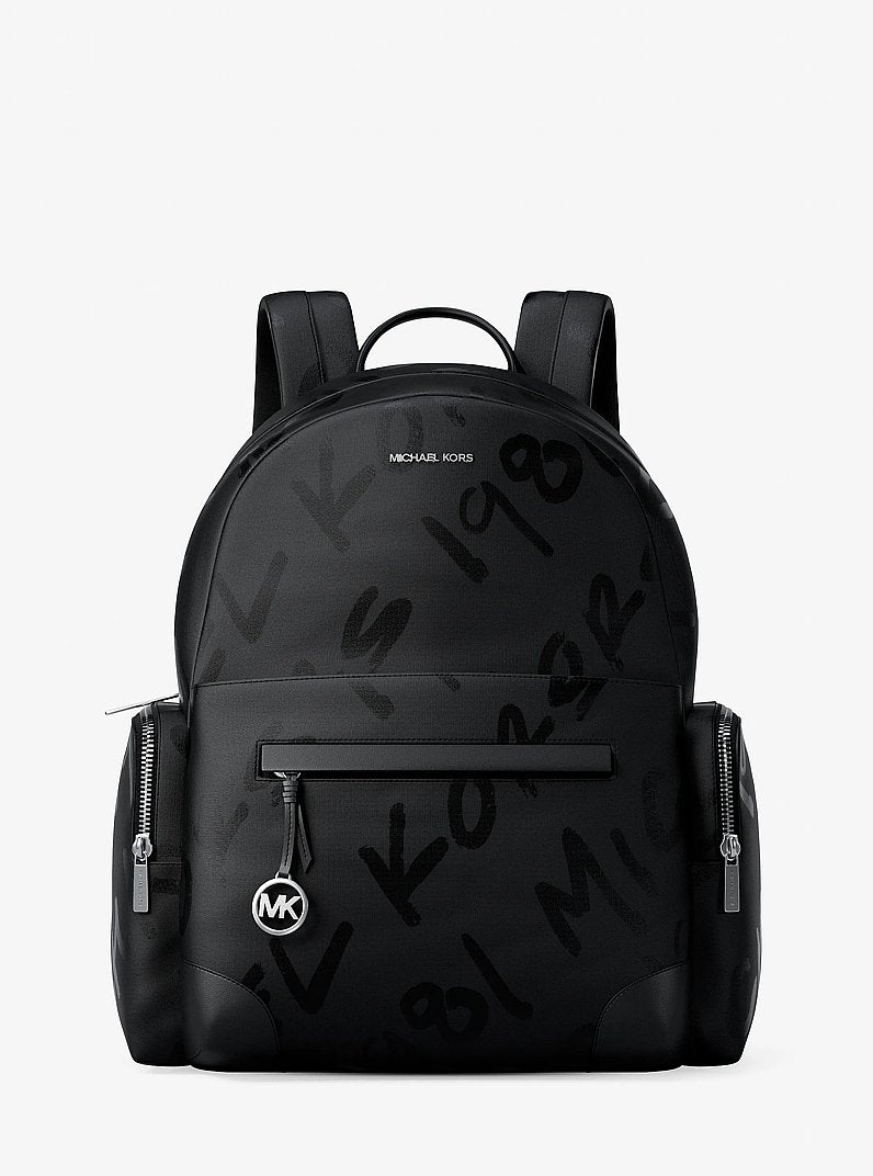 Prescott Large Printed Nylon Backpack Black Black