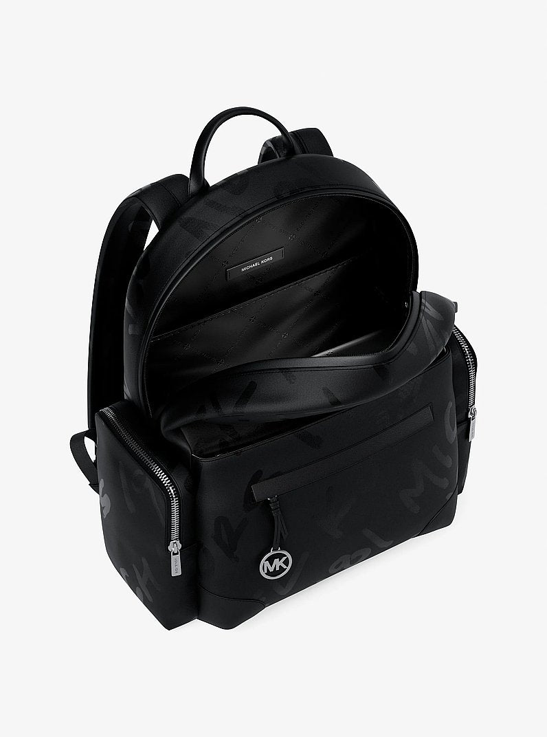 Prescott Large Printed Nylon Backpack Black Black