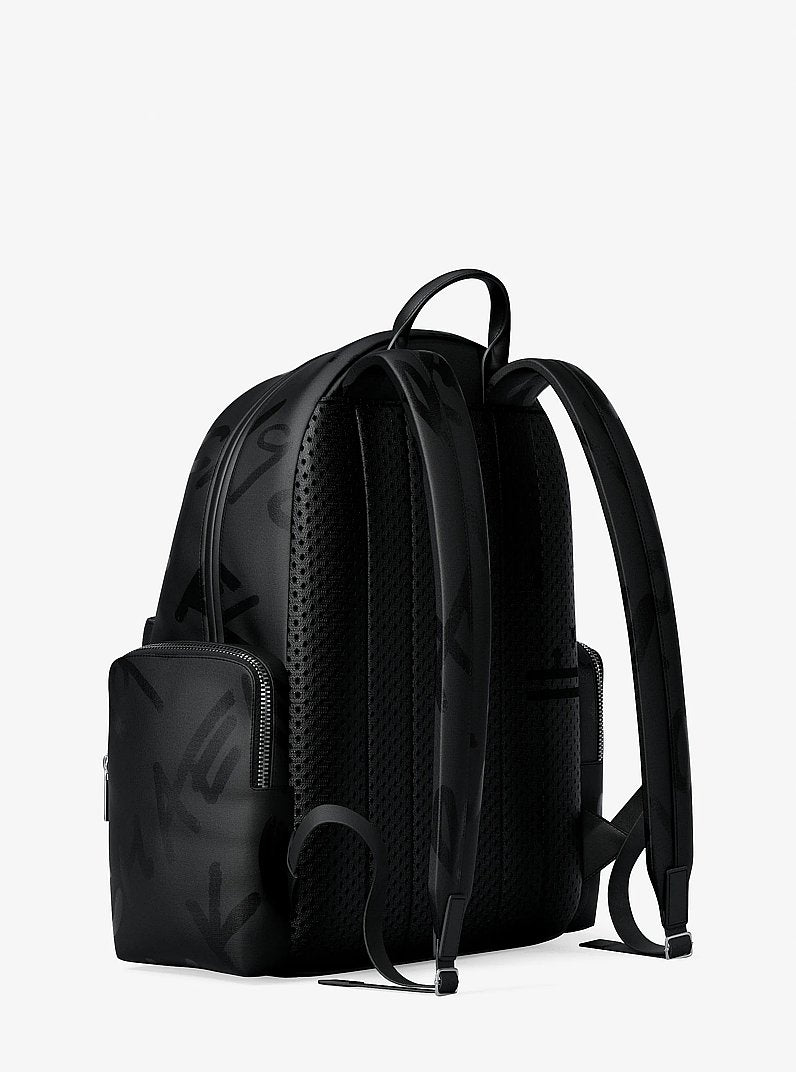 Prescott Large Printed Nylon Backpack Black Black