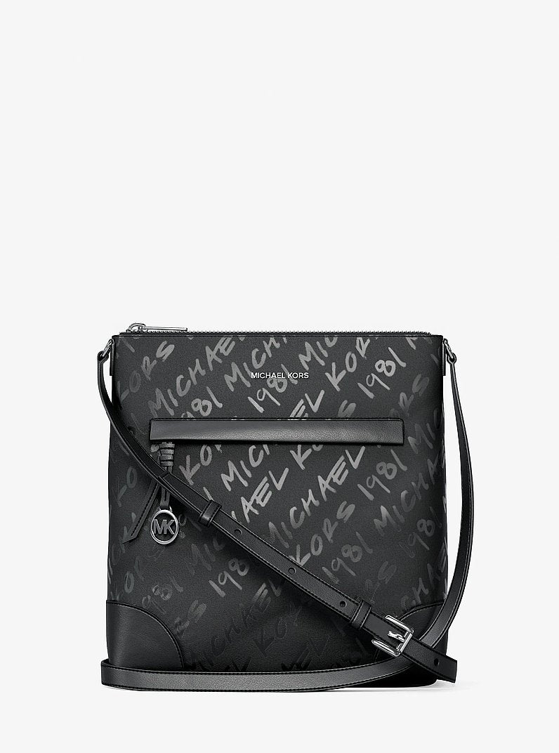 Prescott Small Logo Printed Nylon Crossbody Bag Black Black