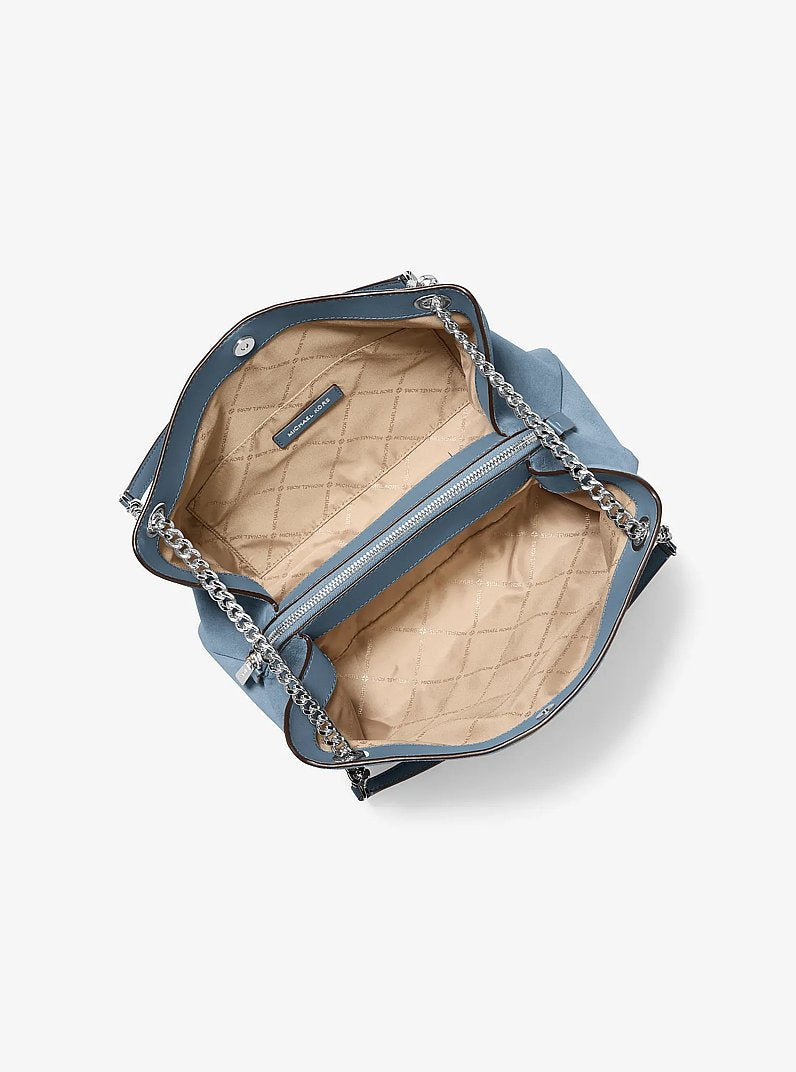 Christina Medium Suede Messenger Bag Denim Denim