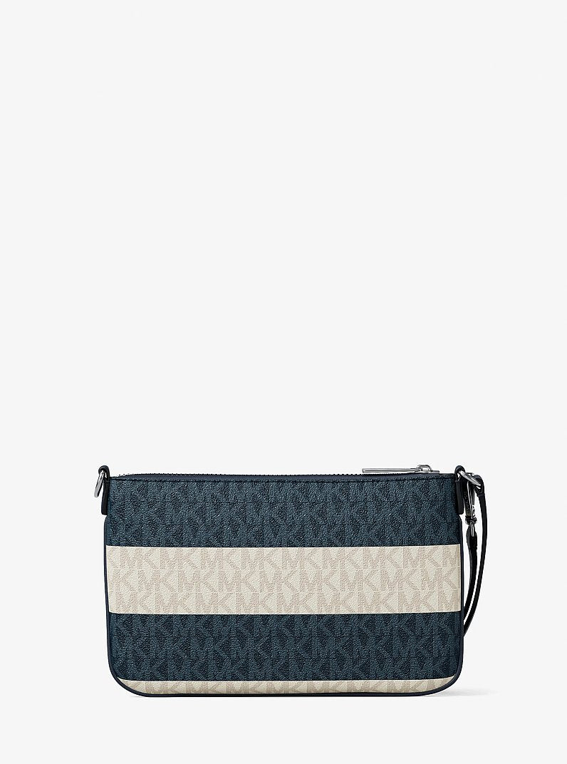 Jet Set Travel Striped Signature Logo Convertible Wristlet Navy Navy