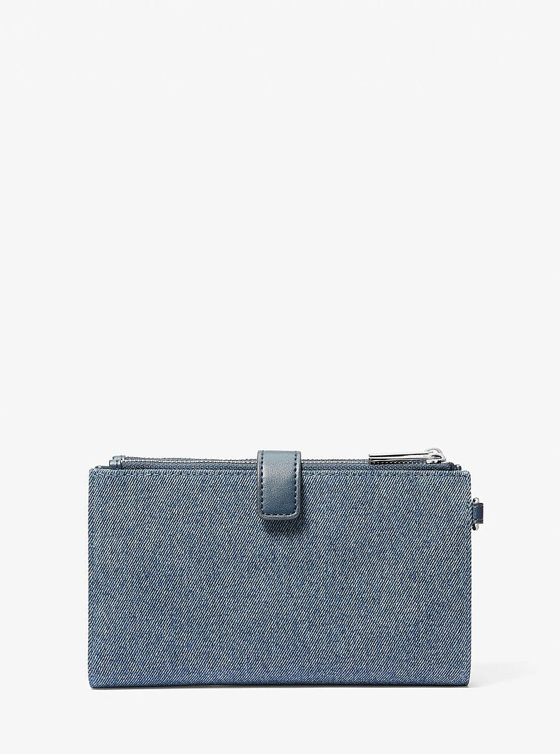 Jet Set Travel Embellished Denim Wristlet Washed Denim Washed Denim