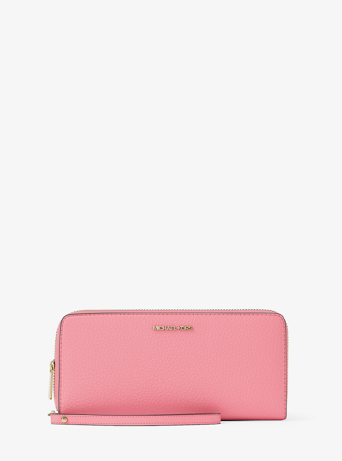 Jet Set Travel Large Pebbled Leather Wristlet Carnation Carnation