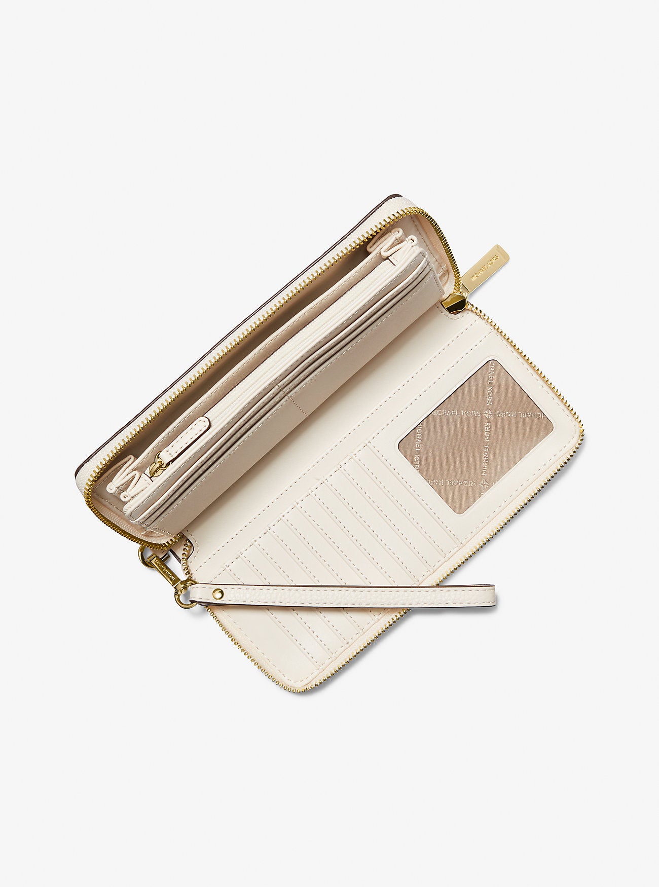 Jet Set Travel Large Pebbled Leather Wristlet Lt Cream Lt Cream