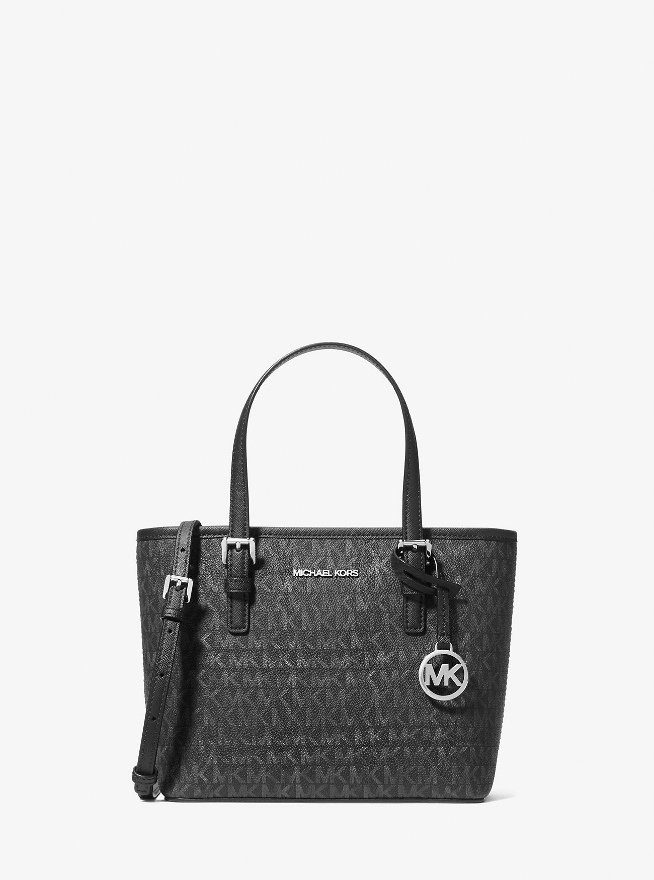 Michael Kors Jet Set Travel Extra-Small Logo Top-Zip Tote Bag Black Black