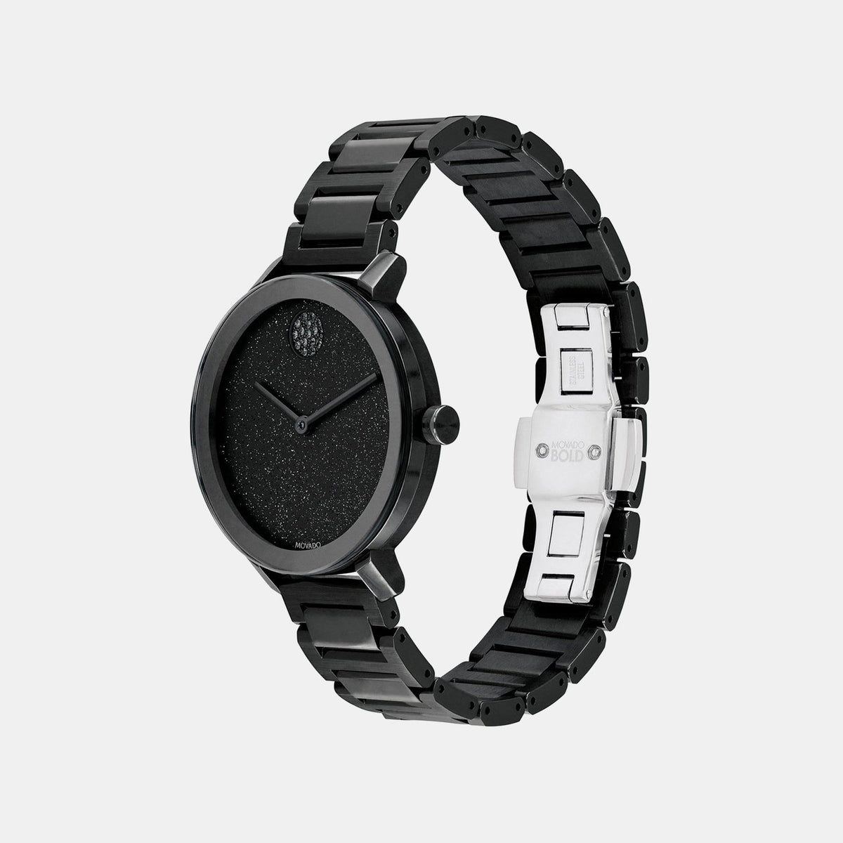 Movado Bold Evolution Women Quartz Black Dial Analog Stainless Steel Watch 3600734