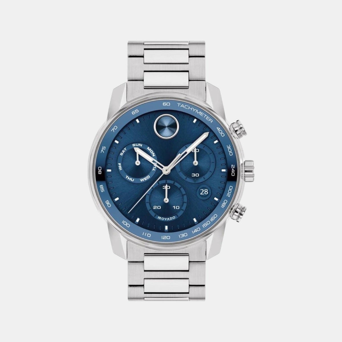 Movado Bold Verso Men Quartz Blue Dial Chronograph Stainless Steel Watch 3600740