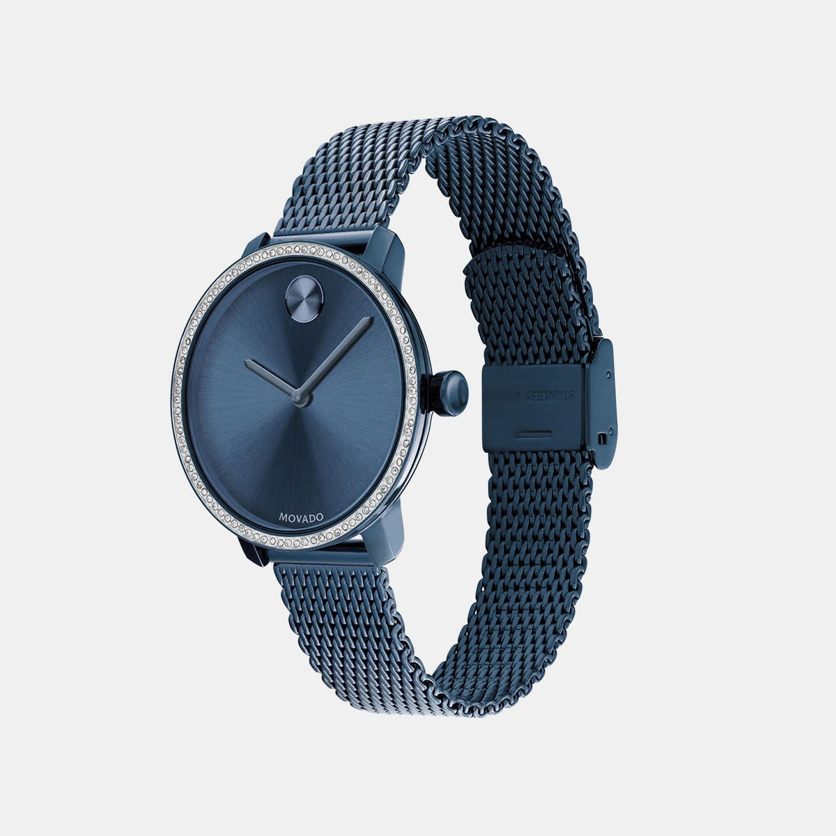 Movado Bold Women Quartz Blue Dial Analog Mesh Watch 3600780