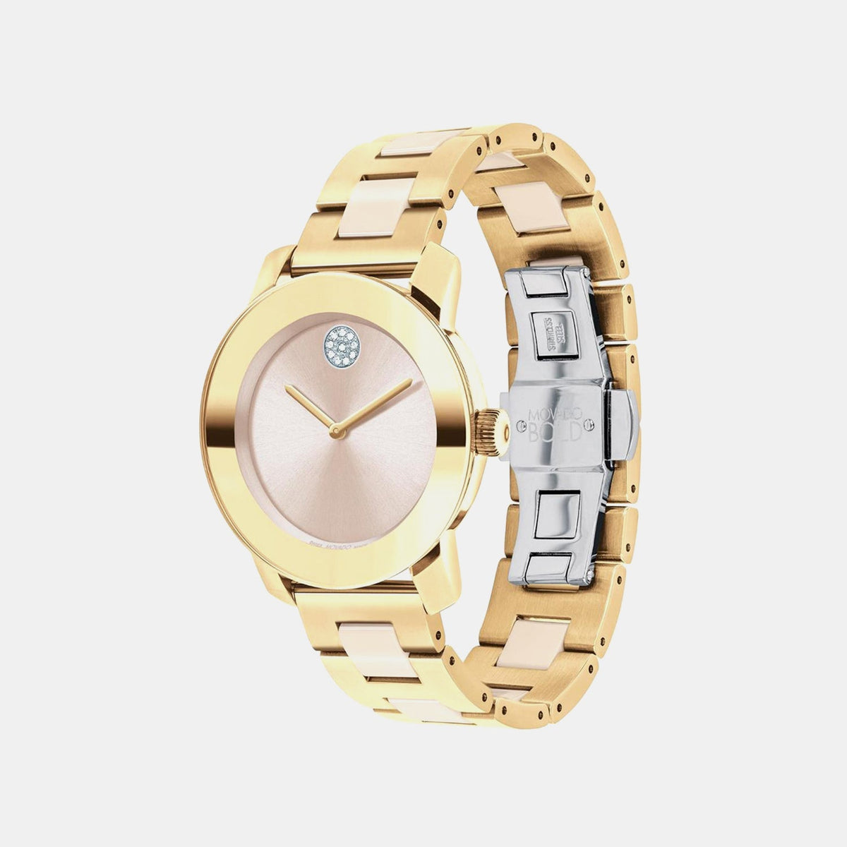 Movado Bold Iconic Women Quartz Beige Dial Analog Stainless Steel Watch 3600800