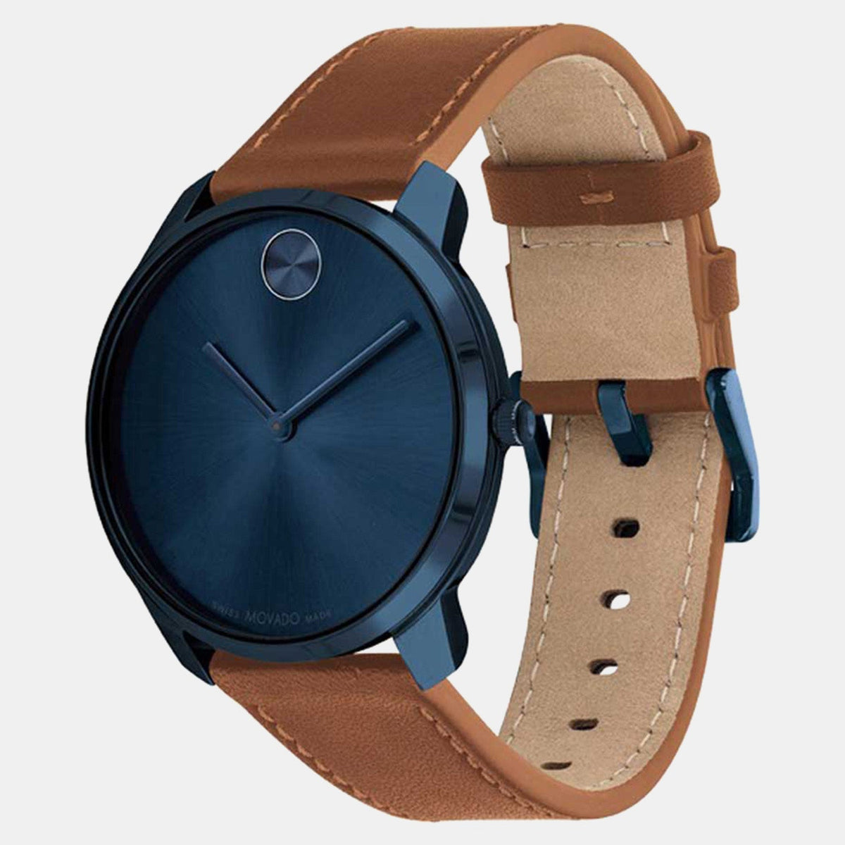 Movado Bold Thin Men Quartz Blue Dial Analog Stainless Steel Watch 3600830