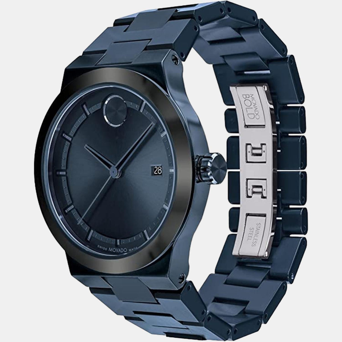 Movado Bold Fusion Men Quartz Blue Dial Analog Stainless Steel Watch 3600852