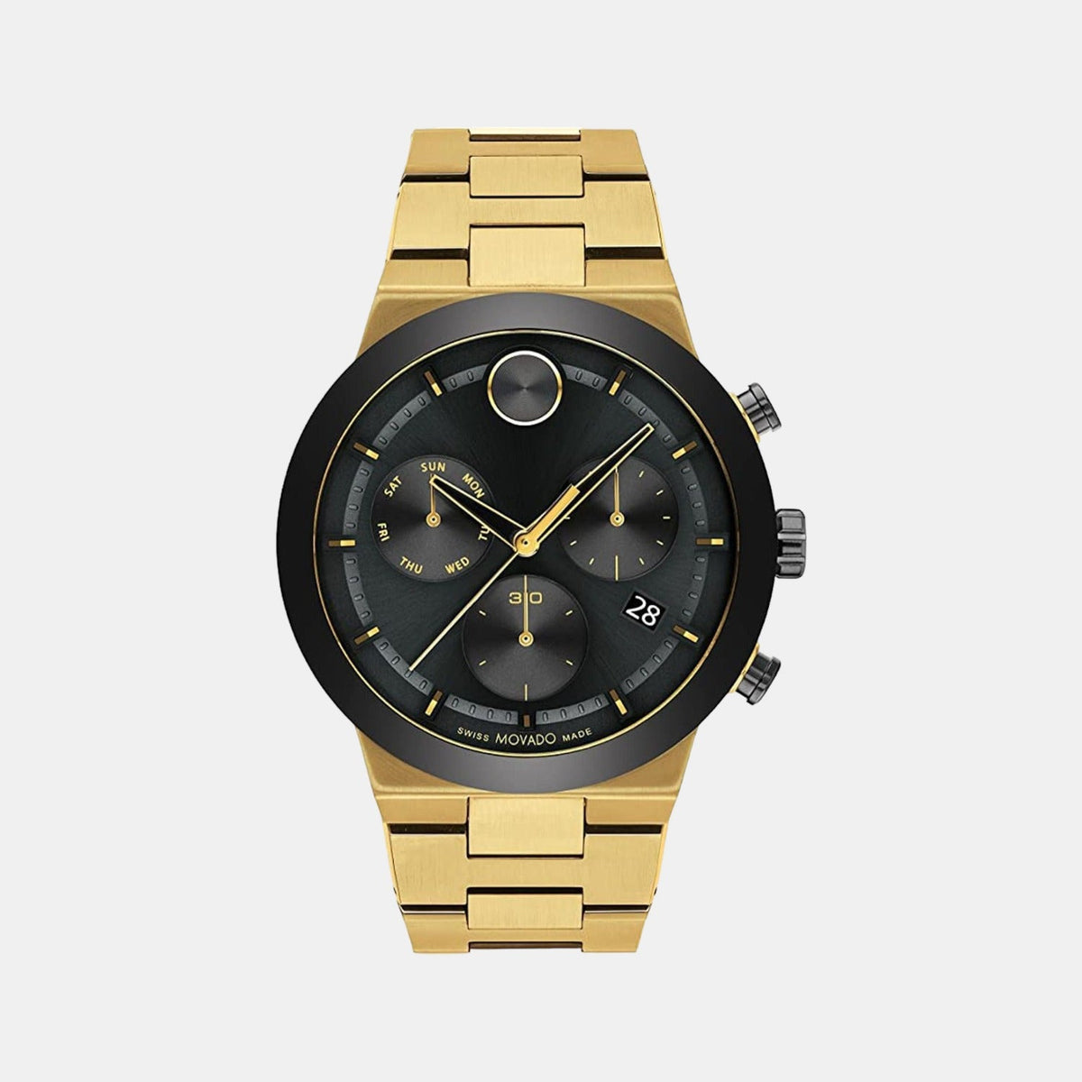 Movado Bold Fusion Men Quartz Black Dial Chronograph Stainless Steel Watch 3600858