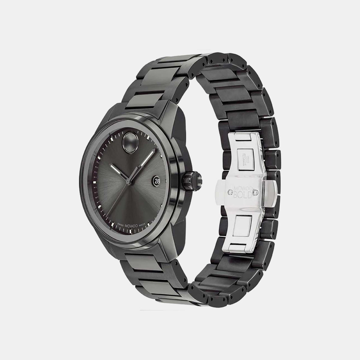 Movado Bold Verso Men Quartz Grey Dial Analog Stainless Steel Watch 3600860