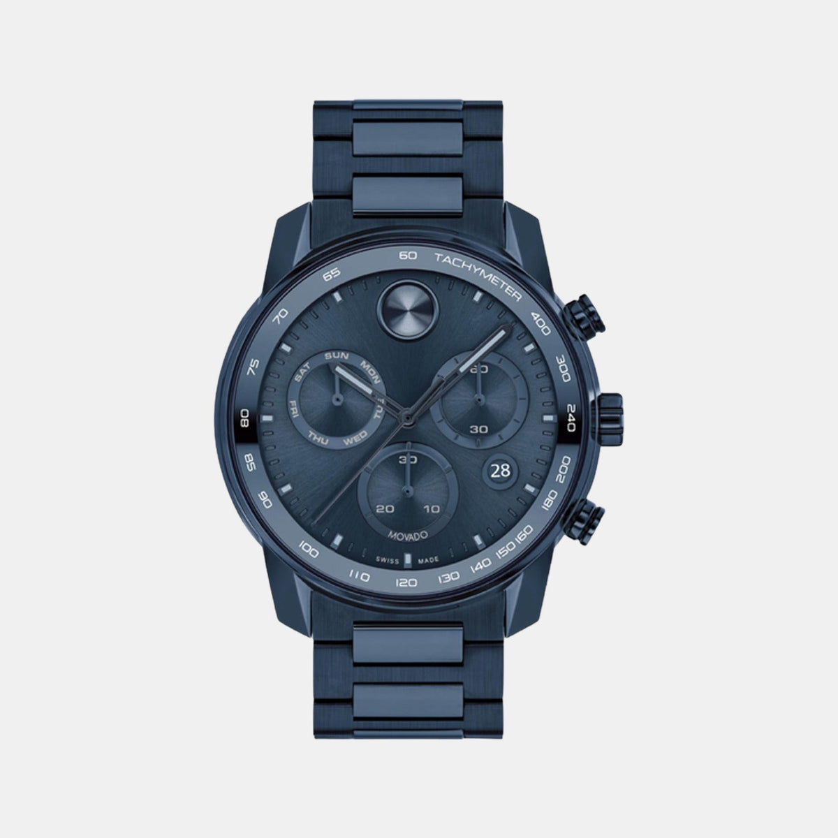 Movado Bold Verso Men Quartz Blue Dial Chronograph Stainless Steel Watch 3600868