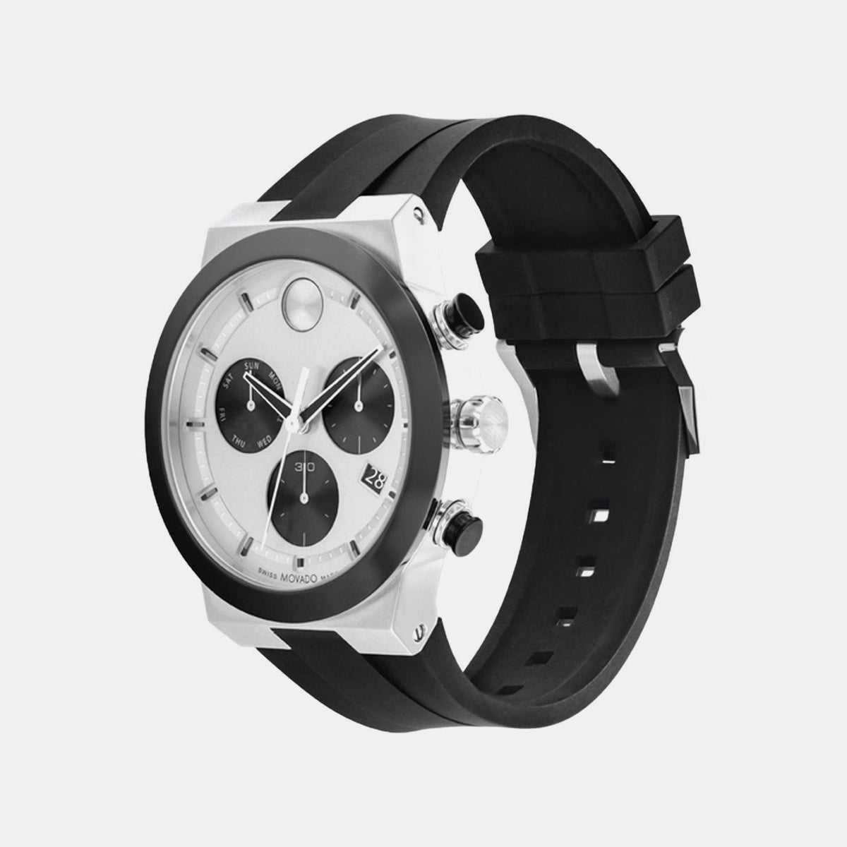 Movado Bold Fusion Men Quartz Silver Dial Chronograph Stainless Steel Watch 3600894