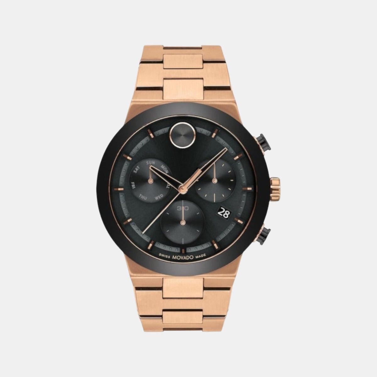 Movado Bold Fusion Men Quartz Black Dial Chronograph Stainless Steel Watch 3600898