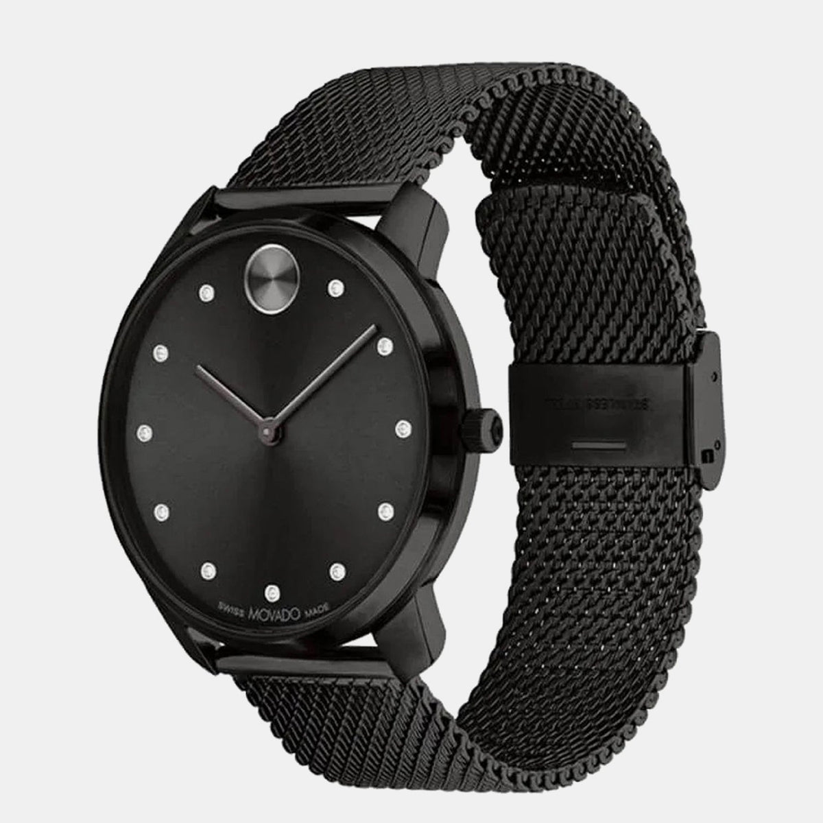 Movado Bold Men Quartz Black Dial Analog Mesh Watch 3600904