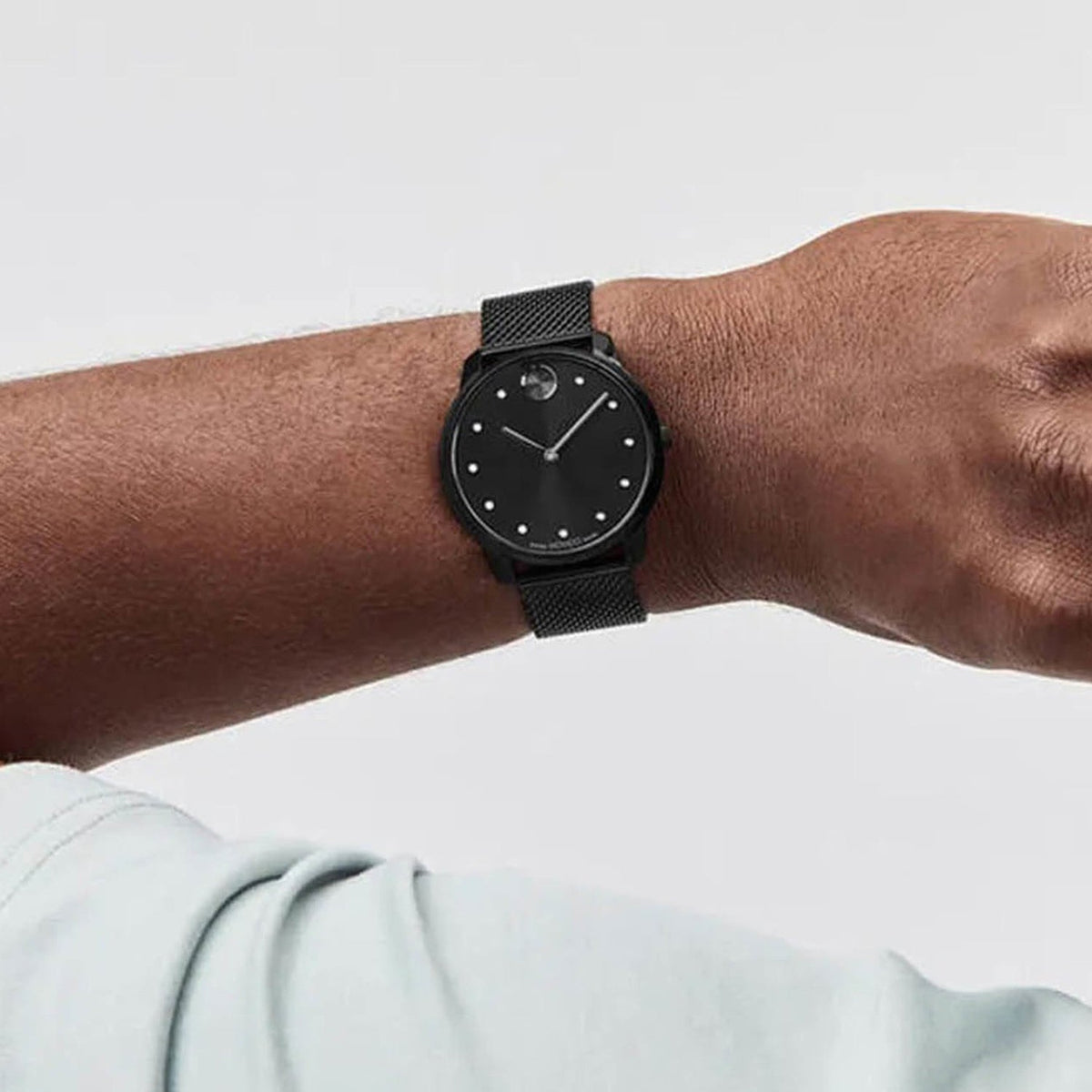 Movado Bold Men Quartz Black Dial Analog Mesh Watch 3600904