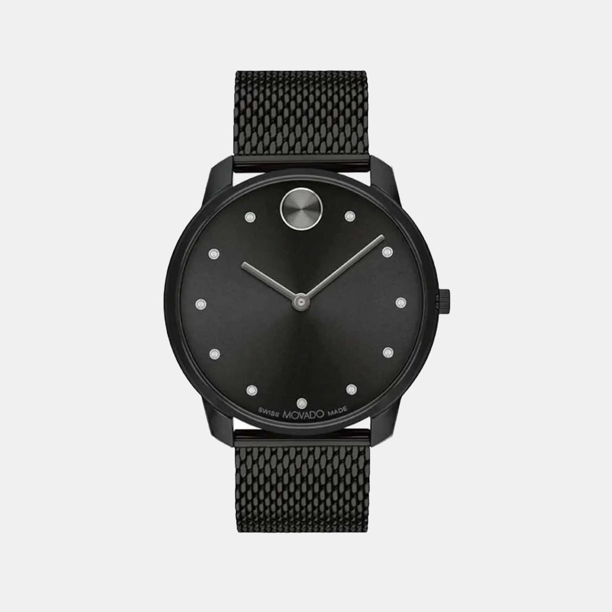 Movado Bold Men Quartz Black Dial Analog Mesh Watch 3600904