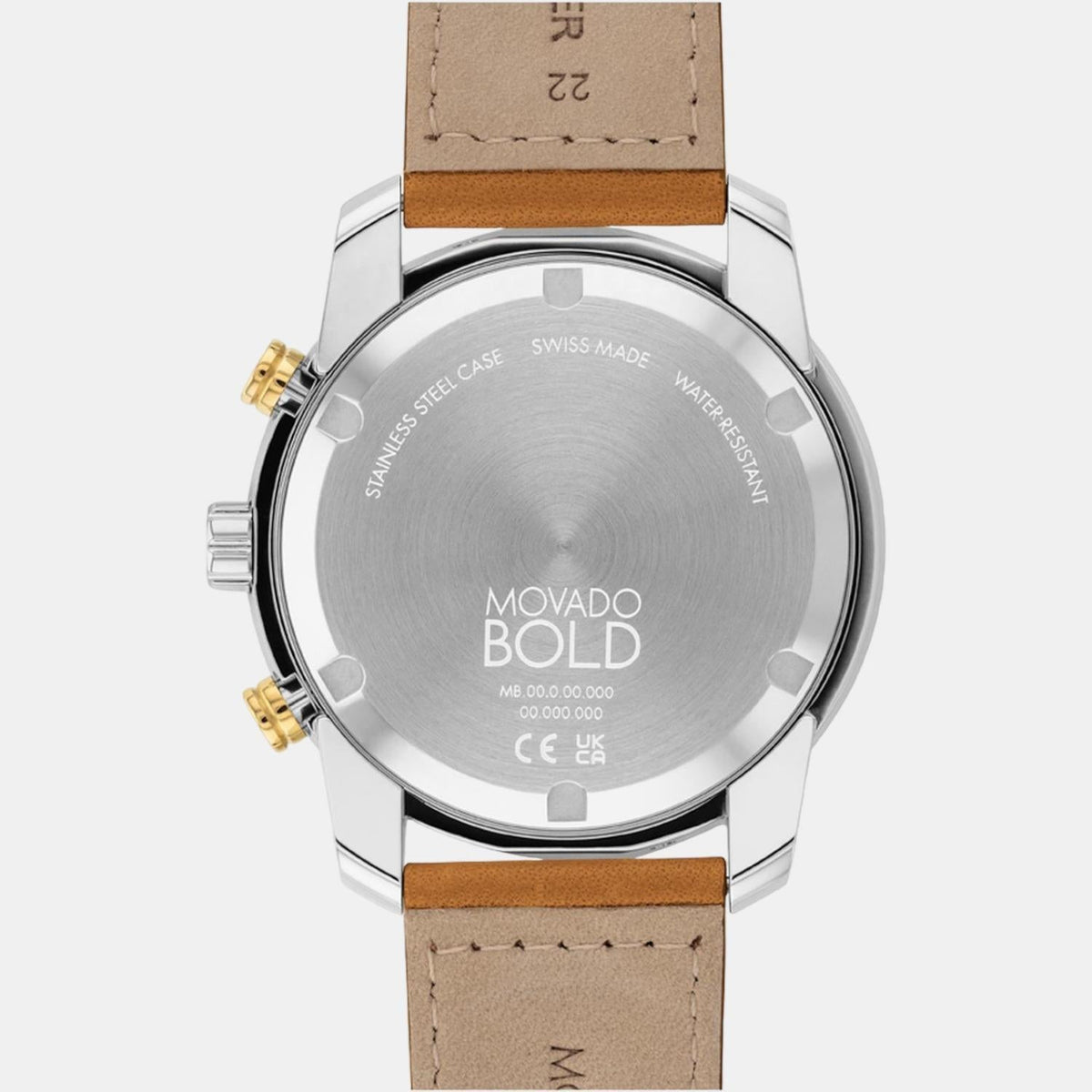 Movado Bold Verso Men Quartz Gold Dial Chronograph Stainless Steel Watch 3600908