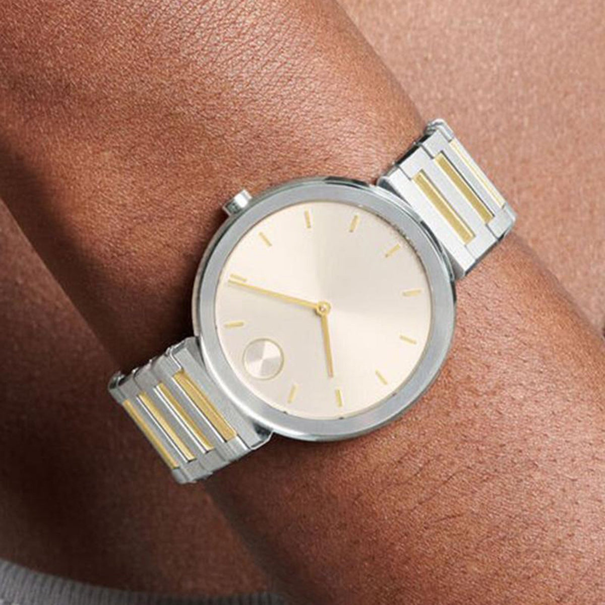 Movado Bold Horizon Women Quartz Taupe Dial Analog Stainless Steel Watch 3601091