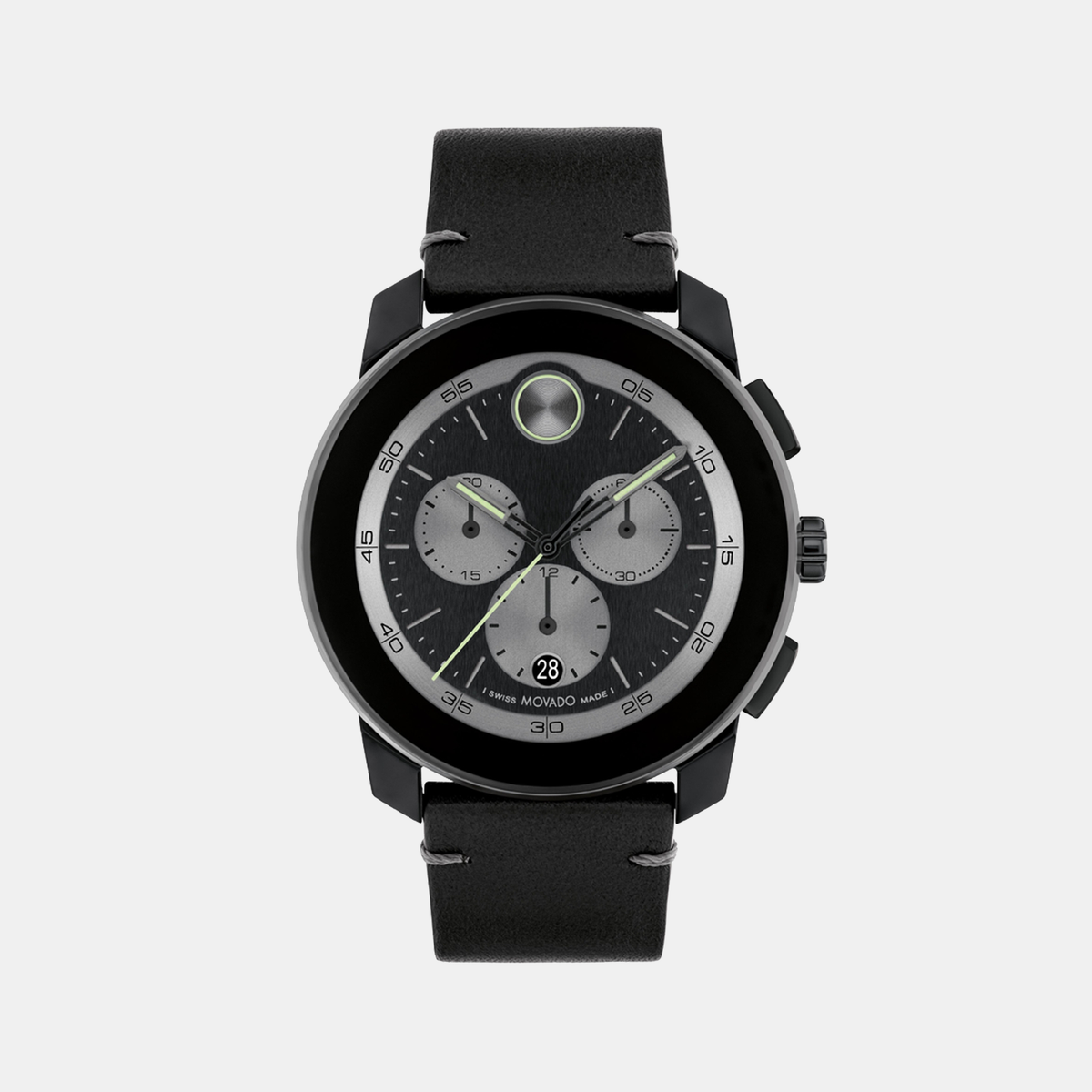 Movado Bold TR90 Men Quartz Black Dial Chronograph Stainless Steel Watch 3601092