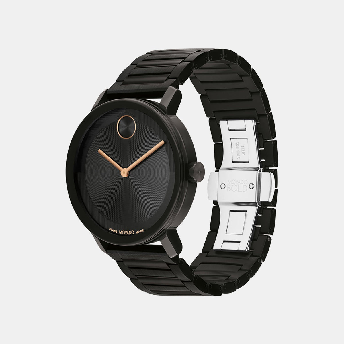 Movado Bold Evolution Men Quartz Black Dial Analog Stainless Steel Watch 3601112