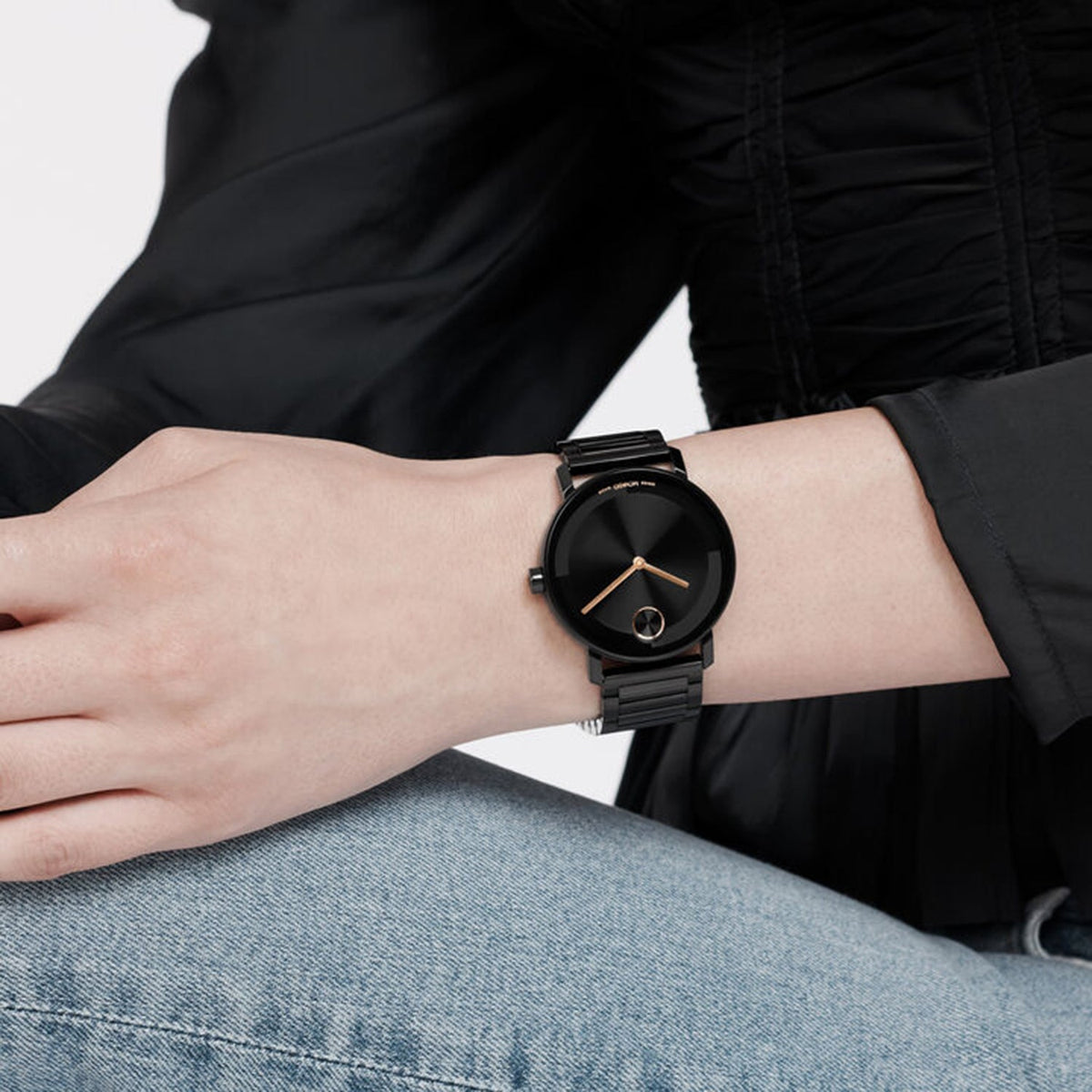 Movado Bold Evolution Men Quartz Black Dial Analog Stainless Steel Watch 3601112