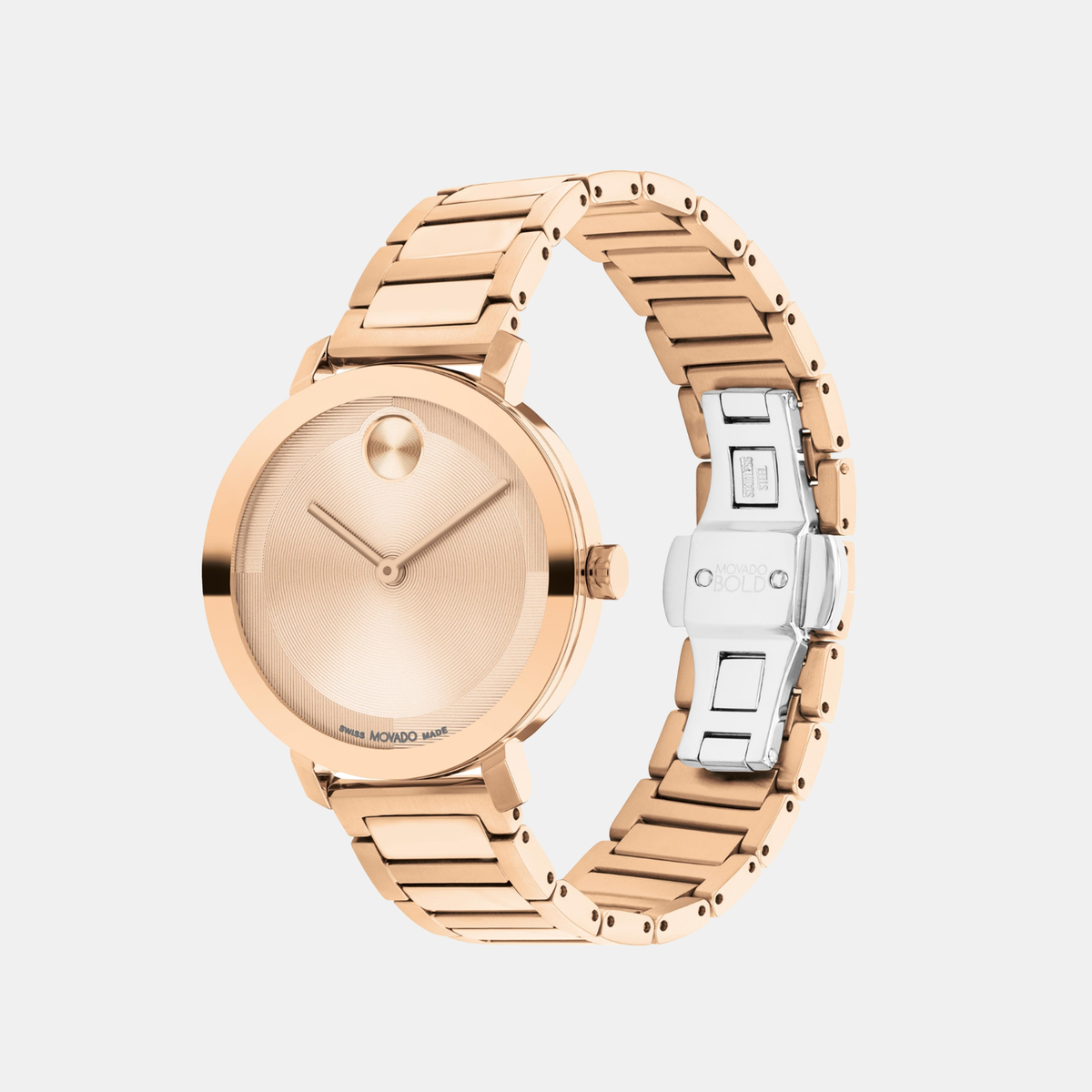 Movado Bold Evolution Women Quartz Rose Gold Dial Analog Stainless Steel Watch 3601142